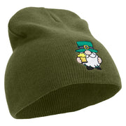 St. Patrick's Day Gnomes Embroidered 8 inch Acrylic Short beanie - Olive OSFM