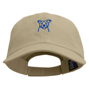 Happy Dog Face Embroidered Low Profile Dyed Cotton Twill Cap - Khaki OSFM