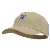 Happy Dog Face Embroidered Low Profile Dyed Cotton Twill Cap - Khaki OSFM