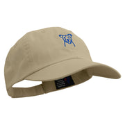 Happy Dog Face Embroidered Low Profile Dyed Cotton Twill Cap - Khaki OSFM