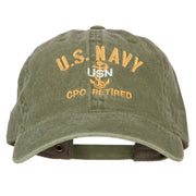 US Navy CPO Retired Military Embroidered Washed Cotton Twill Cap