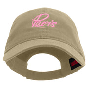 Paris Script Embroidered Deluxe Washed Twill Cap - Khaki OSFM