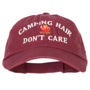 Camping Hair Don't Care with Fire Embroidered Low Profile Cotton Cap