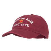 Camping Hair Don't Care with Fire Embroidered Low Profile Cotton Cap