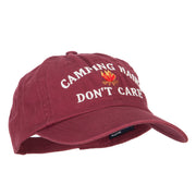 Camping Hair Don't Care with Fire Embroidered Low Profile Cotton Cap