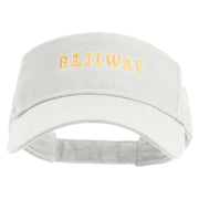 Train Railway Embroidered Cotton Twill Sun Visor - White OSFM