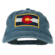 Colorado State Flag Embroidered Washed Buckle Cap