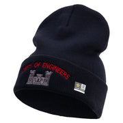 Licensed US Army Corps of Engineers Embroidered 12 Inch Long Knitted Beanie - Navy OSFM