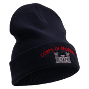 Licensed US Army Corps of Engineers Embroidered 12 Inch Long Knitted Beanie - Navy OSFM