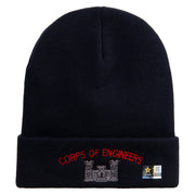 Licensed US Army Corps of Engineers Embroidered 12 Inch Long Knitted Beanie - Navy OSFM