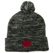 Canada Maple Leaf Embroidered Pom Beanie