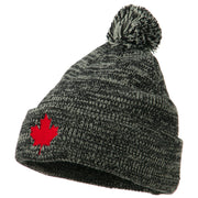 Canada Maple Leaf Embroidered Pom Beanie