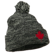 Canada Maple Leaf Embroidered Pom Beanie