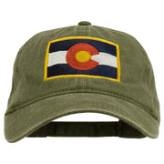 Colorado State Flag Embroidered Washed Buckle Cap