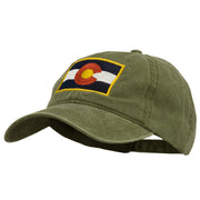 Colorado State Flag Embroidered Washed Buckle Cap