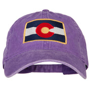 Colorado State Flag Embroidered Washed Buckle Cap