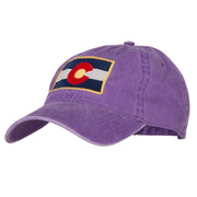 Colorado State Flag Embroidered Washed Buckle Cap