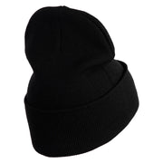 Bunny Easter Embroidered Iron On Patch 12 Inch Long Knitted Beanie - Black OSFM