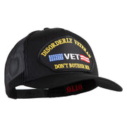 Disorderly Veteran Vet Don't Bother Me Patched Solid Cotton Twill 5 panel Mesh Back Cap - Black OSFM