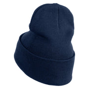 Bunny Easter Embroidered Iron On Patch 12 Inch Long Knitted Beanie - Navy OSFM