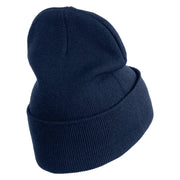 Bunny Easter Embroidered Iron On Patch 12 Inch Long Knitted Beanie - Navy OSFM