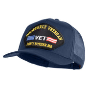 Disorderly Veteran Vet Don't Bother Me Patched Solid Cotton Twill 5 panel Mesh Back Cap - Navy OSFM