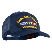Disorderly Veteran Vet Don't Bother Me Patched Solid Cotton Twill 5 panel Mesh Back Cap - Navy OSFM
