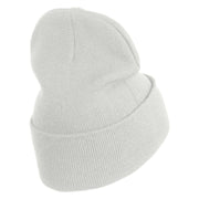 Bunny Easter Embroidered Iron On Patch 12 Inch Long Knitted Beanie - White OSFM