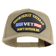 Disorderly Veteran Vet Don't Bother Me Patched Solid Cotton Twill 5 panel Mesh Back Cap - Khaki OSFM