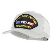 Disorderly Veteran Vet Don't Bother Me Patched Solid Cotton Twill 5 panel Mesh Back Cap - White OSFM