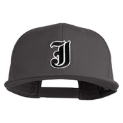 Old English Black J Patched 6 Panels Round Bill Cap - Dark Grey OSFM