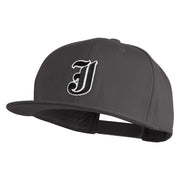 Old English Black J Patched 6 Panels Round Bill Cap - Dark Grey OSFM