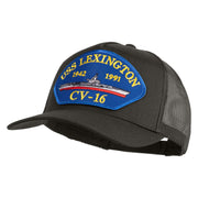 USS Lexington CV 16 Blue Patched Solid Cotton Twill 5 panel Mesh Back Cap - Charcoal OSFM