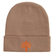 Autumn Tree Logo Embroidered 12 inch Acrylic Cuffed Long Beanie - Khaki OSFM