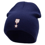 Badge Embroidered 8 inch Acrylic Short beanie - Navy OSFM