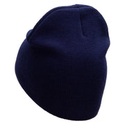 Badge Embroidered 8 inch Acrylic Short beanie - Navy OSFM