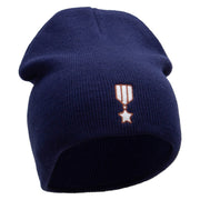 Badge Embroidered 8 inch Acrylic Short beanie - Navy OSFM