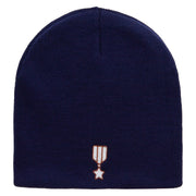 Badge Embroidered 8 inch Acrylic Short beanie - Navy OSFM