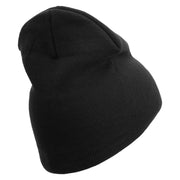 US Marine Semper Fidelis Symbol Embroidered 8 Inch Short Beanie Made in USA - Black OSFM