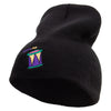 Mardi Gras Carnival Drum Embroidered 8 inch Acrylic Short beanie - Black OSFM