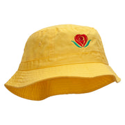 Rose Heart Embroidered Bucket Hat