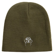 Dog Faces Logo Embroidered 8 inch Acrylic Short Beanie - Olive OSFM