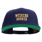 Weekend Hooker Text Embroidered Wool Blend Prostyle Snapback - Navy OSFM