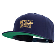 Weekend Hooker Text Embroidered Wool Blend Prostyle Snapback - Navy OSFM