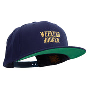 Weekend Hooker Text Embroidered Wool Blend Prostyle Snapback - Navy OSFM