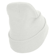 Autumn Tree Logo Embroidered 12 inch Acrylic Cuffed Long Beanie - White OSFM