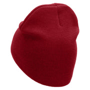 Badge Embroidered 8 inch Acrylic Short beanie - Red OSFM