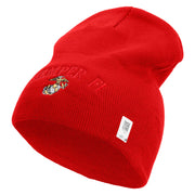 US Marine Semper Fidelis Symbol Embroidered 8 Inch Short Beanie Made in USA - Red OSFM