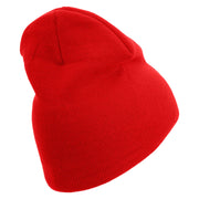 US Marine Semper Fidelis Symbol Embroidered 8 Inch Short Beanie Made in USA - Red OSFM