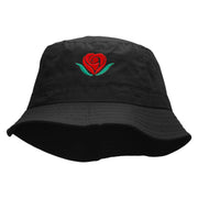 Rose Heart Embroidered Bucket Hat